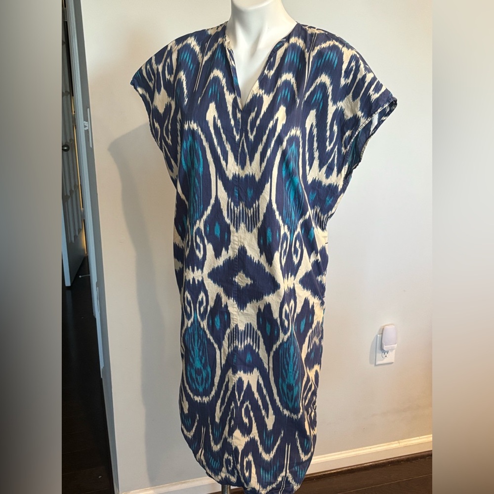 Vanessa Bruno $345 Retail Amarilla Dress Navy & Teal w Pockets!